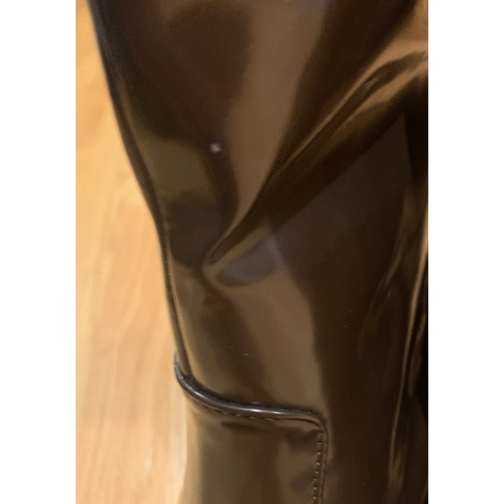 Women's Block High‎ Heel Knee High Boots Brown Patent Leather Zipper  Sz 10 NWOB - Picture 8 of 8